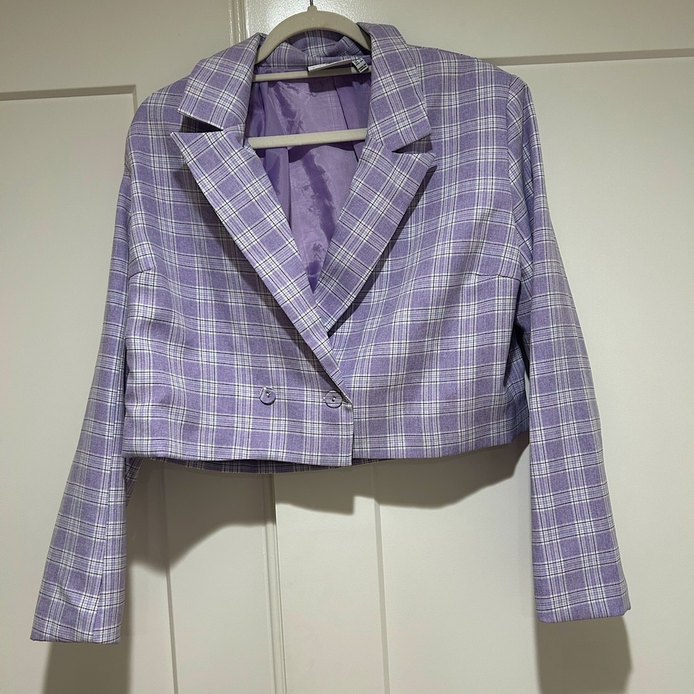 Boutique Purple Plaid Blazer
